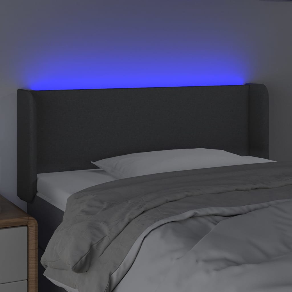 Vidaxl Zagłówek Do Łóżka Z Led, Ciemnoszary, 83X16X78/88 Cm, Tkanina