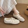 Niche Retro Woven Shallow Mouth Single Shoes Women's 2025 New Summer Mesh Breathable Soft Sole Casual Mary Jane Shoes Women