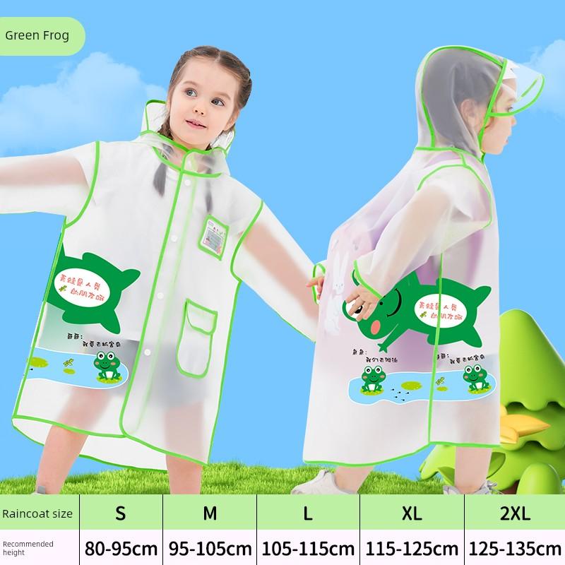 Children's Raincoat for Boys and Girls, Kindergarten School Rainwear, Transparent Cute Poncho-Style Raincoat for Toddlers and Students