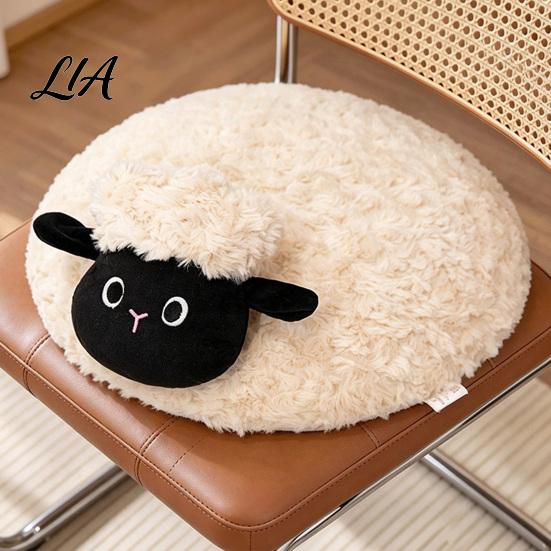 Animal Design Floor Cushion Plush Seat Cushion, Sheep Cat Mouse Round Chair Pad, Memory Skin Friendly Fabric Foam Pillow Sitting for Home Living Room