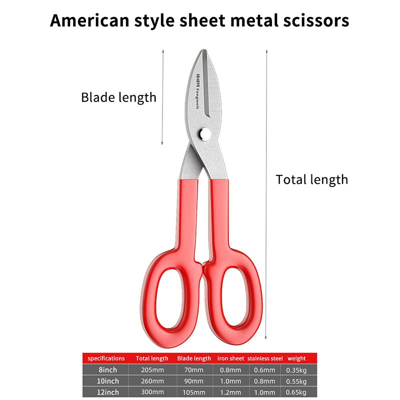 Professional Stainless Steel Scissors & Tin Snips For Metal, Leather & Copper Cutting - Multi-Directional Industrial Tool