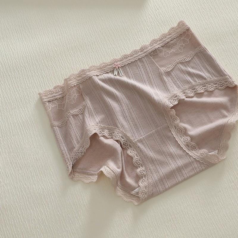 Sous-vêtements pour femmes à taille moyenne : doux, confortables, respirants et respectueux de la peau, culottes mignonnes en dentelle pour un usage quotidien