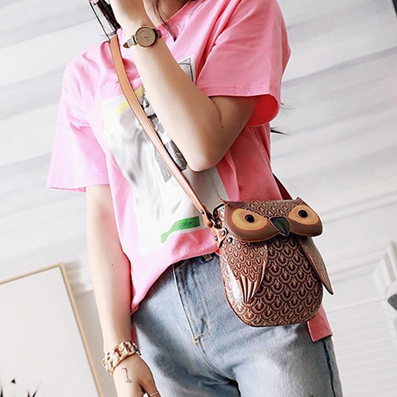 2025 European and American Retro PU Women's Shoulder Bag New Fashion Cat Bag Cartoon Owl Crossbody Bag Creative Coin Purse