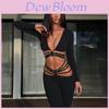 Black Summer Womens Fashion Set With Vneck Long Sleeve Top And Wide Leg Pants For Casual Wear