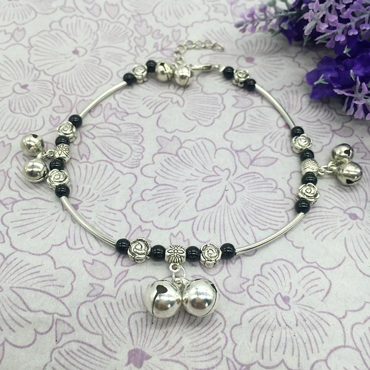 

Маленький свежий богемный винтажный тибетский серебряный браслет женский со звенящими колокольчиками ножной браслет танцевальное выступление серебряные украшения