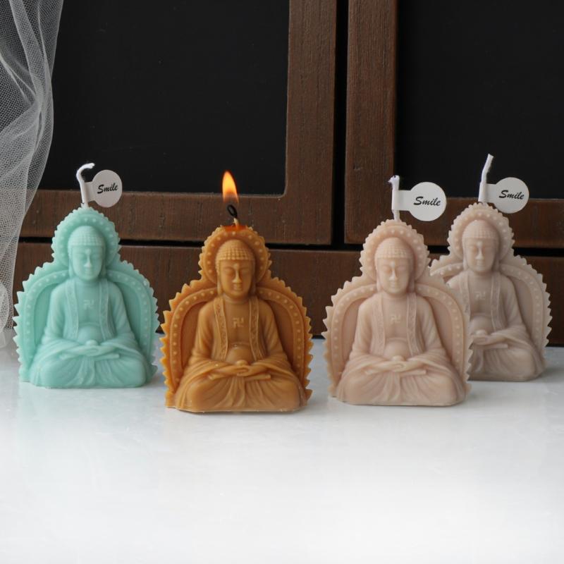 Buddhas Statue Silicone Candle Mould for Handmade Soap Gypsum Resin Aromatherapy Scented Candle Mould Desktop Decorations