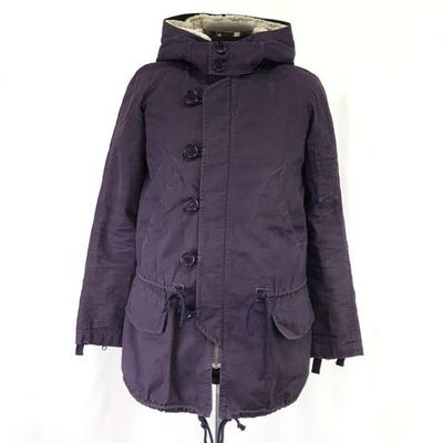 JILL STUART Abnehmbares Boa-Futter Mod-Mantel Frühling Herbst Winter Damen M Dunkelviolett Außen cBH618(GEBRAUCHT)