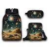 Classico Popolare cielo stellato Stampa 3D 3pz/Set zaini scolastici per alunni Zaino per laptop Zaino a spalla inclinata Astuccio