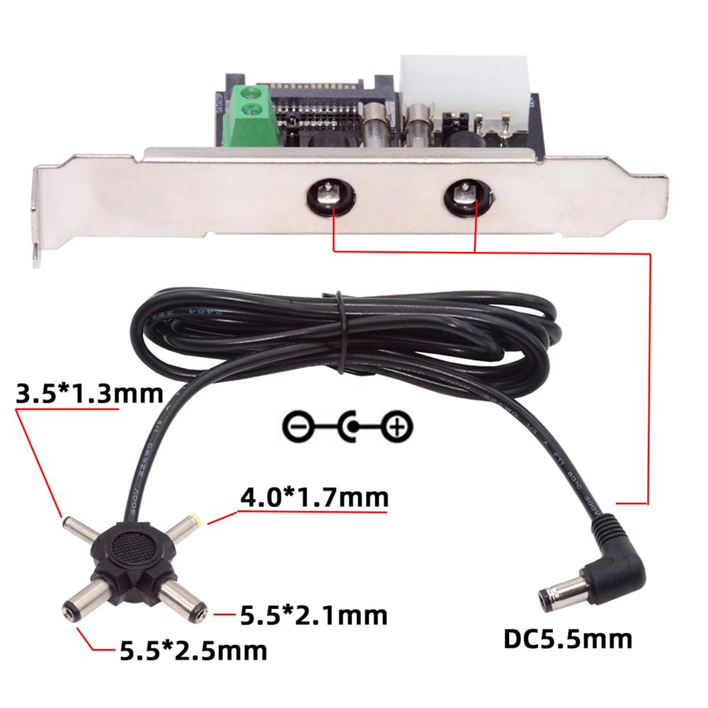 Cablecc 12V 5V DC Output Power Intelligent Control Management System Power Card with Bracket for Monitor Router System, PCI-E