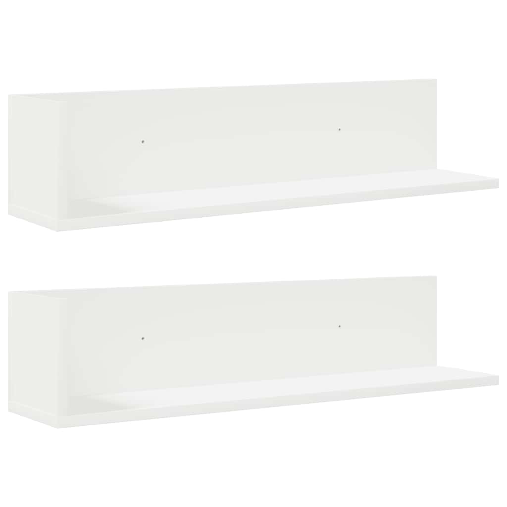 Wall Shelves 2 pcs. White 75 x 16.5 x 16.5 cm Particleboard