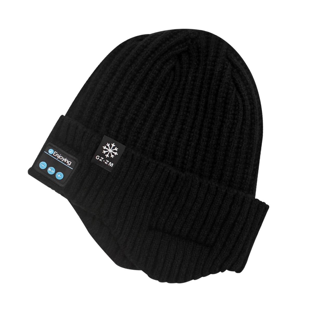 

Кепка с наушниками, зимняя, сохраняющая тепло вязаная шапка с микрофоном, музыкальная шапка, беспроводные наушники Bluetooth, MP3-гарнитура с микрофоном, спортивная кепка для бега чёрный