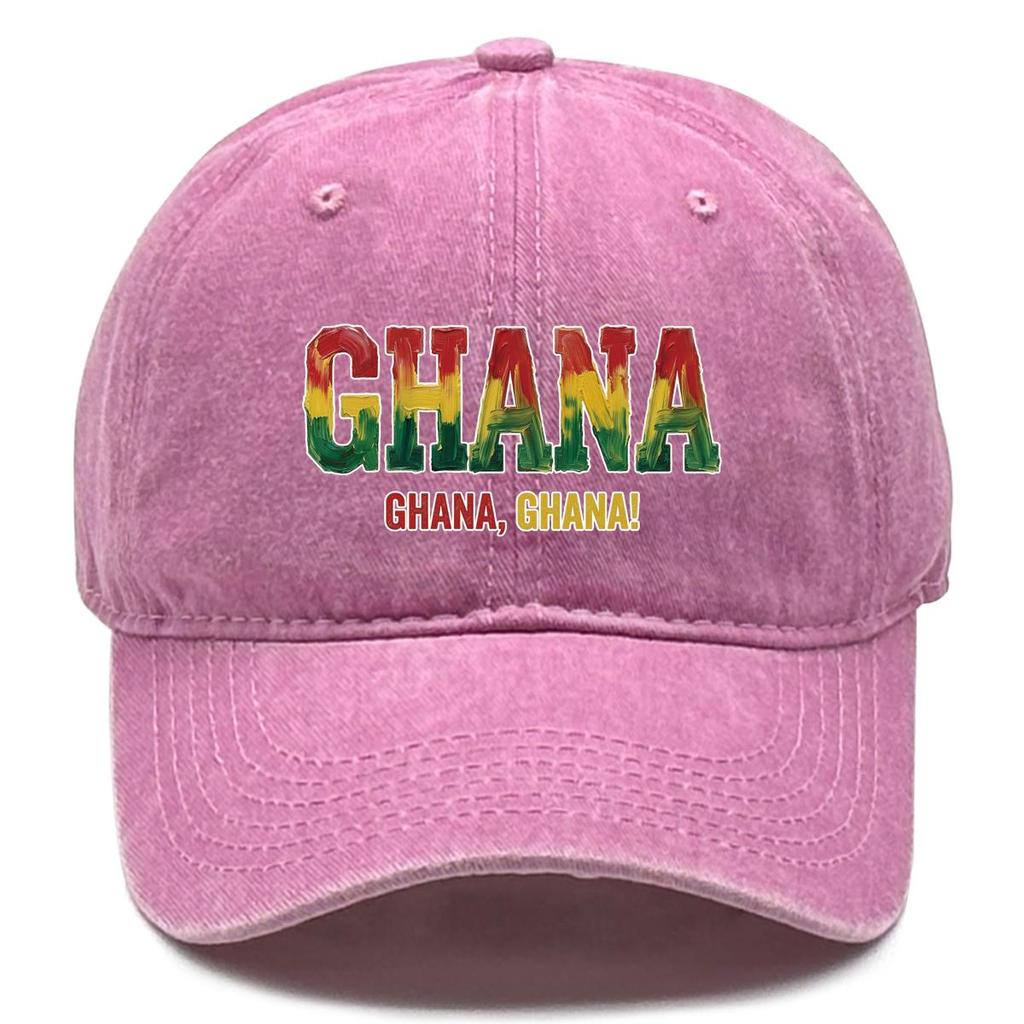 "GHANA" "GHANA, GHANA" Flag Printed Baseball Cap , Adjustable Snapback Baseball Cap Sporting Vintage All-season Leisure Flat Cap
