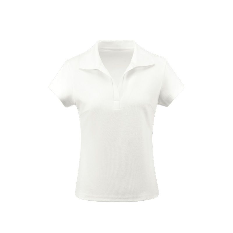 Trendy Women's Shoulder Lapel Polo Shirt Spring and Summer American Sexy Tight Waist Slim Looking Athleisure Short Sleeve T-shirt Fashion