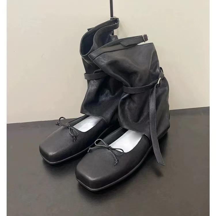 Niche Ballet Cool Boots Women's Summer New Round Head Bow Short Boots Hollow Western Pile Boots