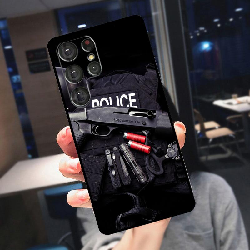 Police Symbol Cover For Samsung Galaxy S25 Ultra S24 S22 S21 S23 Plus S20 FE S9 S10 S24 FE Phone Case