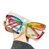 Colorful Large Frame Glasses Frame Pearl Embellished Cat Eye Glasses Rainbow Women'S Glasses