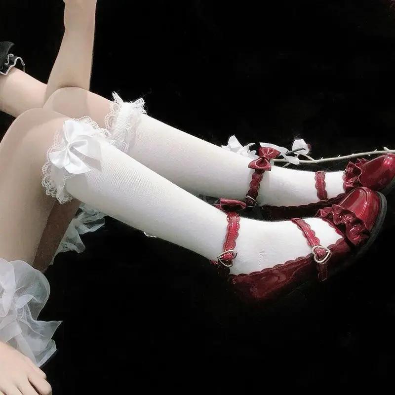 Lolita Lace JK Stockings Bow Knot Lolita Socks Female Long Socks Lolita Soft Sister Jk Uniform Knee Socks Student Cute JK Socks