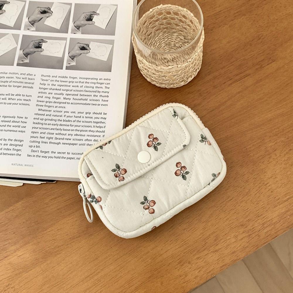 Stripe Small Makeup Lipstick Bag Large Capacity Mini Canvas Storage Bag Floral Coin Purse  Outdoor