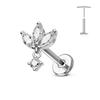 ASTM F136 G23 Titanium Flower Threadless Earring Piercing Petals Leaf Heart Butterfly Pin Daith Conch Push in Labret Stud