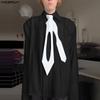 INCERUN Men Tie Lapel Neck Long Sleeve Solid Buttons Up Casual Oversized Shirts