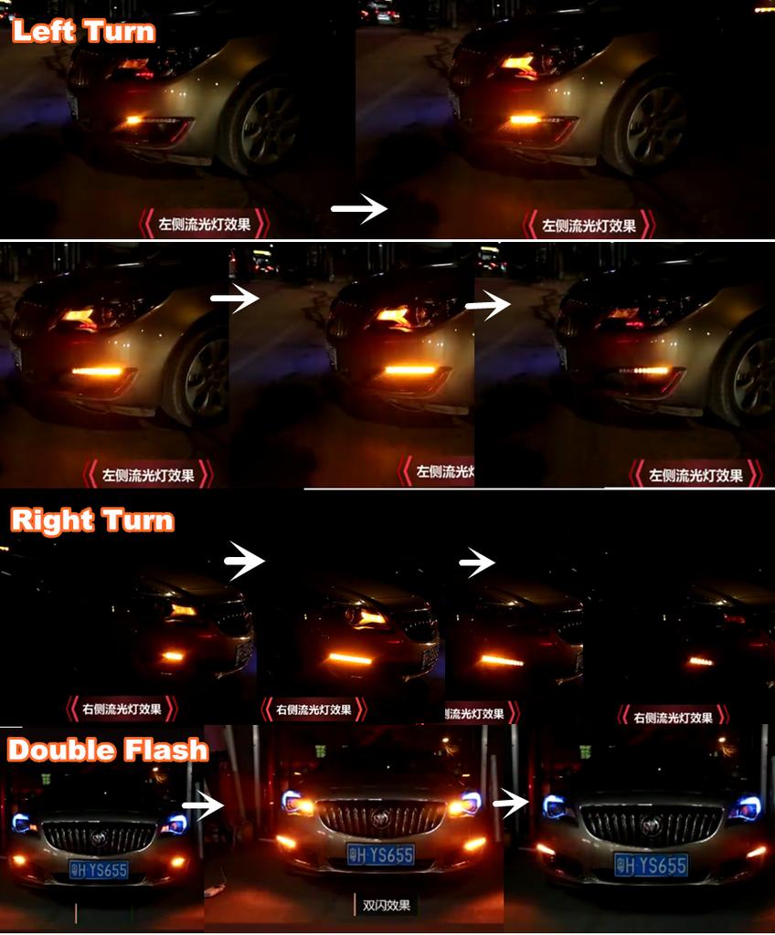 For Fishbone Daytime Running Water Turn Signal (Pair)-12 Beads White Yellow