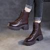 Genuine Leather Thick Soled Women's British Style Short Boots for Autumn and Winter 2026 New Top Layer Cowhide Women's Shoes