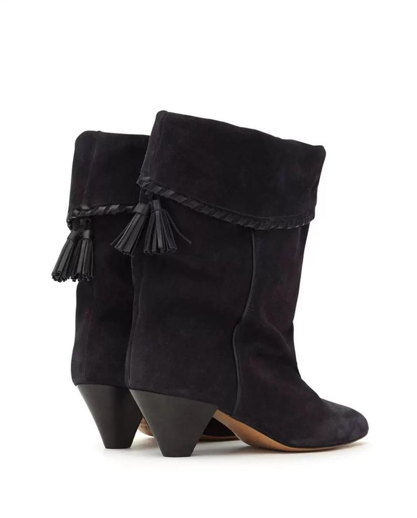 Sheepskin Version~ Retro Niche Fringed Tapered Heel Pointed Flanged Western Cowboy Boots Women's Autumn and Winter Short Boots Thin Boots