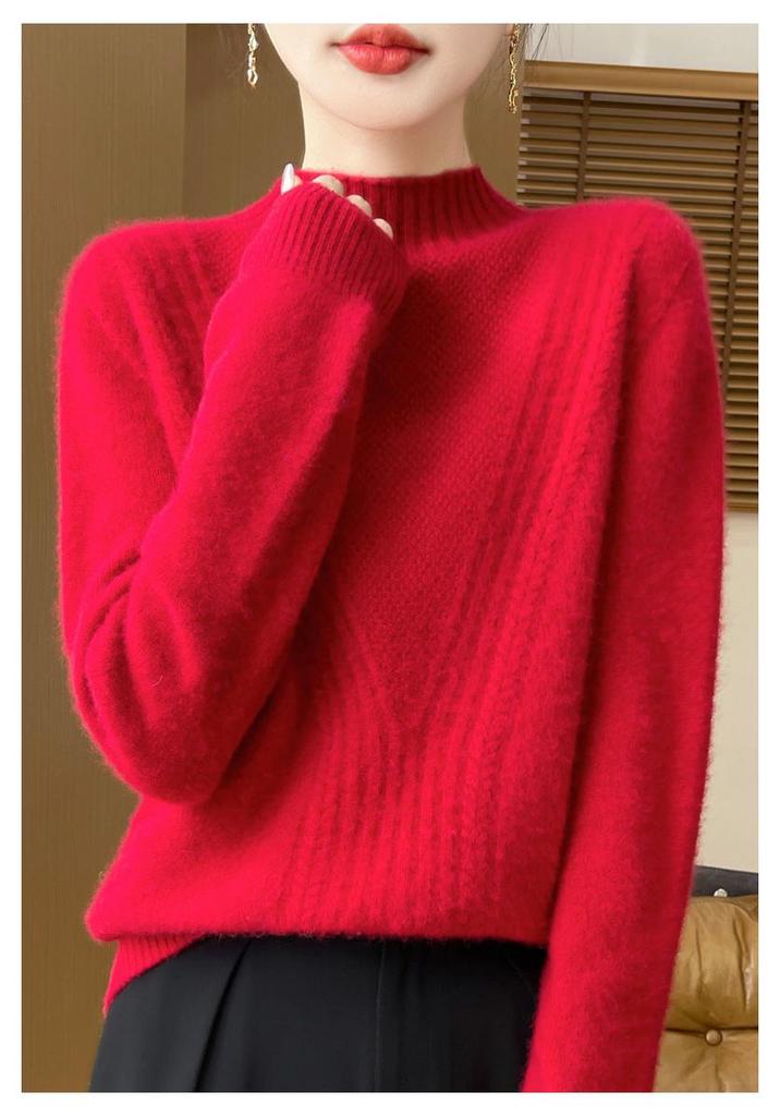 Elegant Women's High Neck Wool Sweater - Solid Color, Soft, and Versatile Knit Pullover for Autumn & Winter