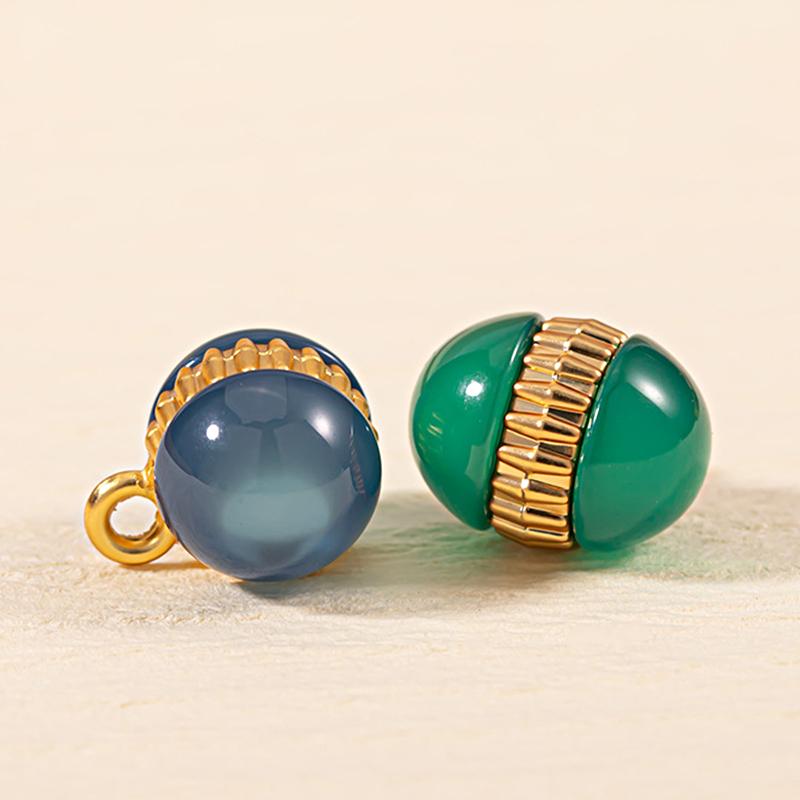 10Pcs Alloy National Style Auxiliary Materials Fashion Colorful Buttons Chinese Style Ellipse Resin Bead