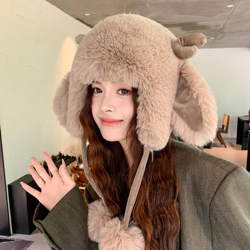 

Осенне-зимние шапки, женские рождественские рожки, плюшевые шапки, зимние теплые шапки-ушанки, утолщенные и морозостойкие. Average size