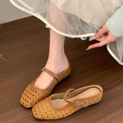 Zomers Cover Toe Weave Dames Slippers Elegant Comfortabel Instap Slingback Muiltjes Slides Schoenen