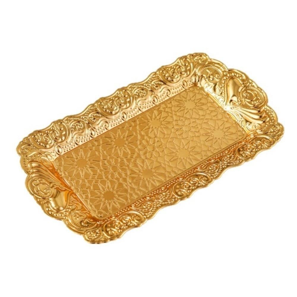 Ring Earrings Storage Metal Serving Trays 3D Embossed Jewelry Storage Plate  for Tea Coffee