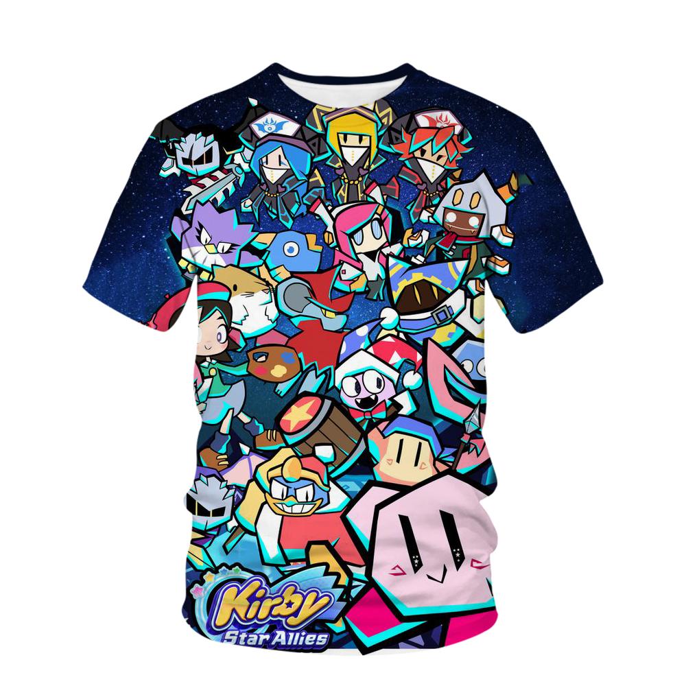 Nytt Spel Anime Kirby T-shirt Barn Kawaii Rolig Sommar Tecknad 3D T-shirt För Pojkar Flickor Barn Kläder Unisex Kortärmad
