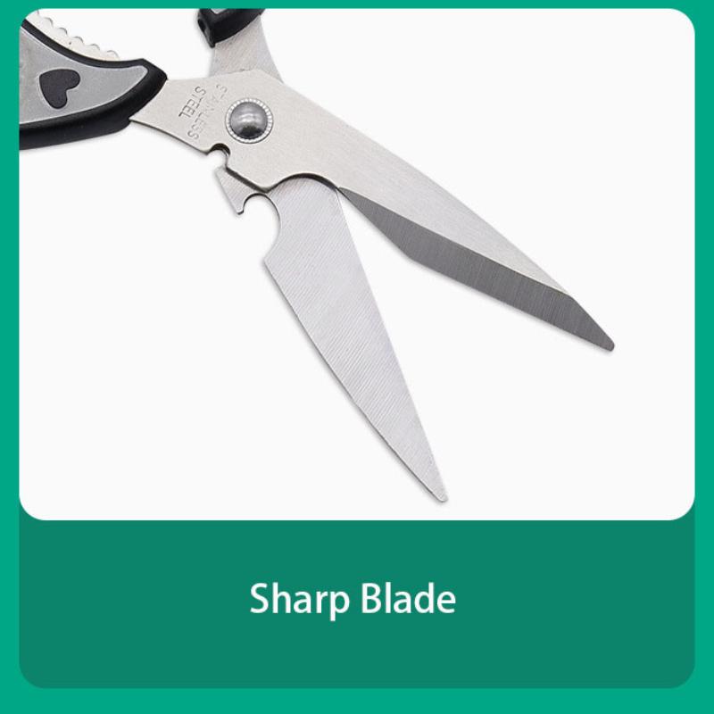 2.5mm Thick Stainless Steel Sharp Shear Korean Barbecue Clips PP TPR Multi Functional Kitchen Scissors for Meat Fish
