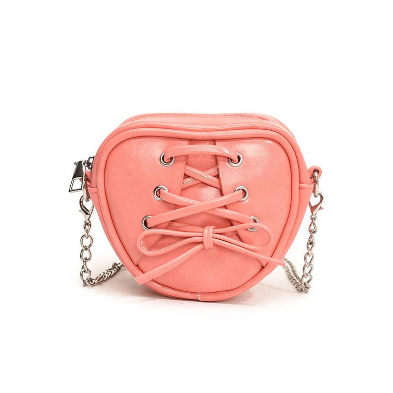 Stylish Children's Heart-shaped Chain Shoulder Bag For Boys And Girls With Breathable Pu Material