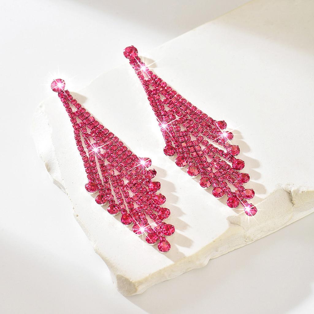 Wind Exaggerated Earrings Super Flash Diamond Long Earrings Women'S Fashion High-End Stud Earrings Earrings Jewelry