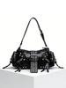 2026 New Rivet Motorcycle Bag Y2K Sweet and Cool Underarm Bag Spicy Girl Style Pure Color Single Shoulder Cross-body Bag