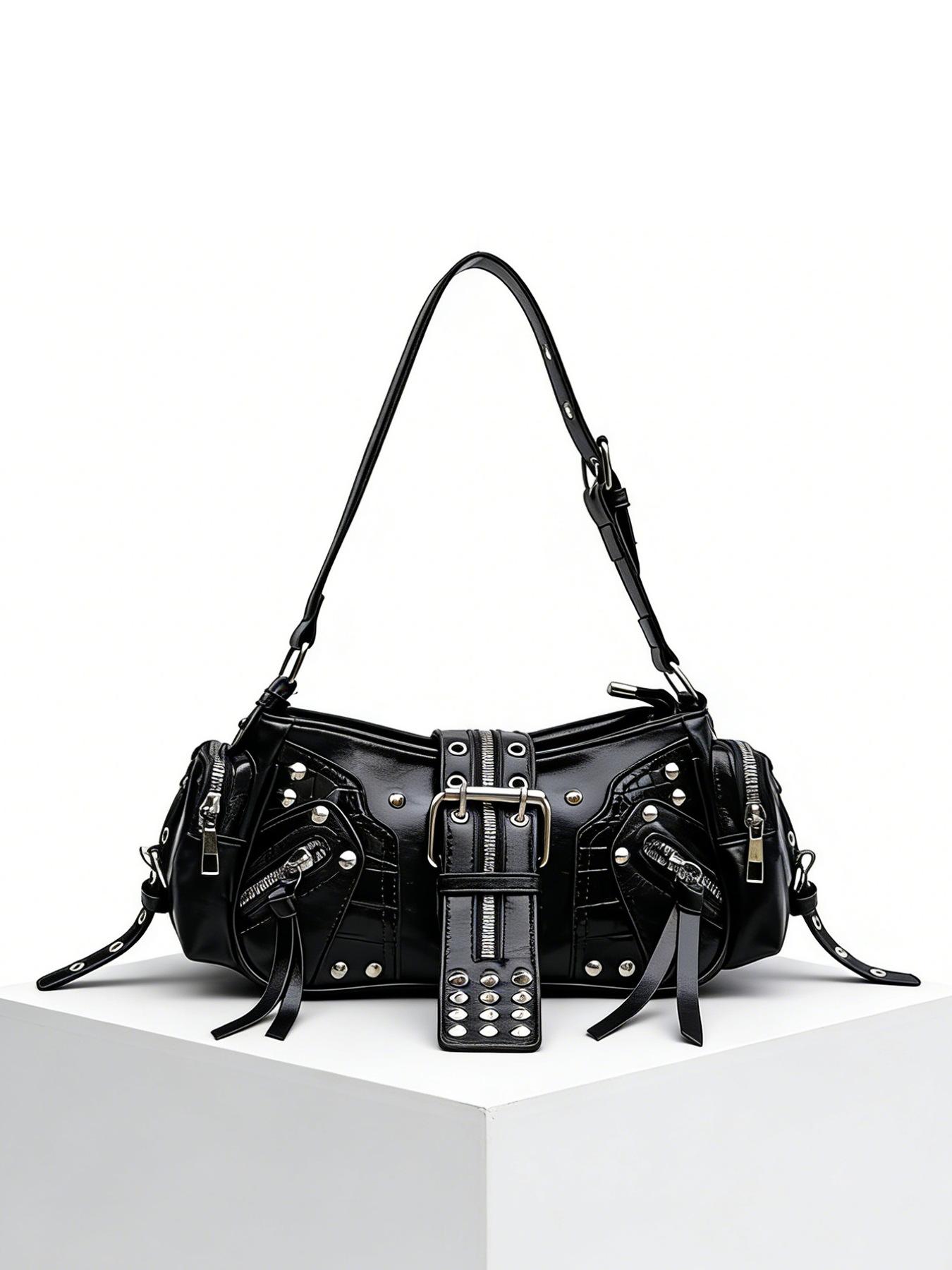New rivet motorcycle bag Y2K sweet