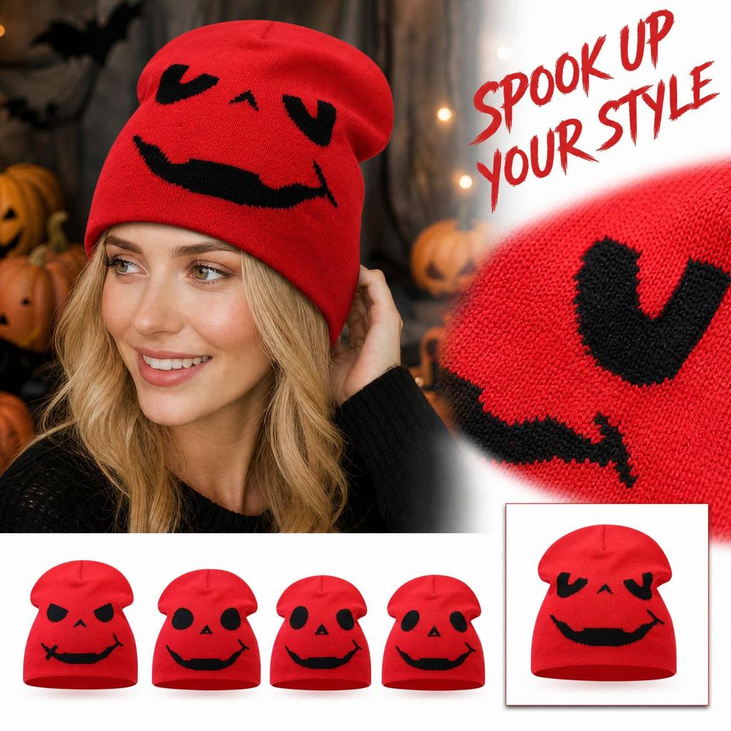 Halloween Pumpkin Knit with - Warm Pullover Hat for Fall and Winter