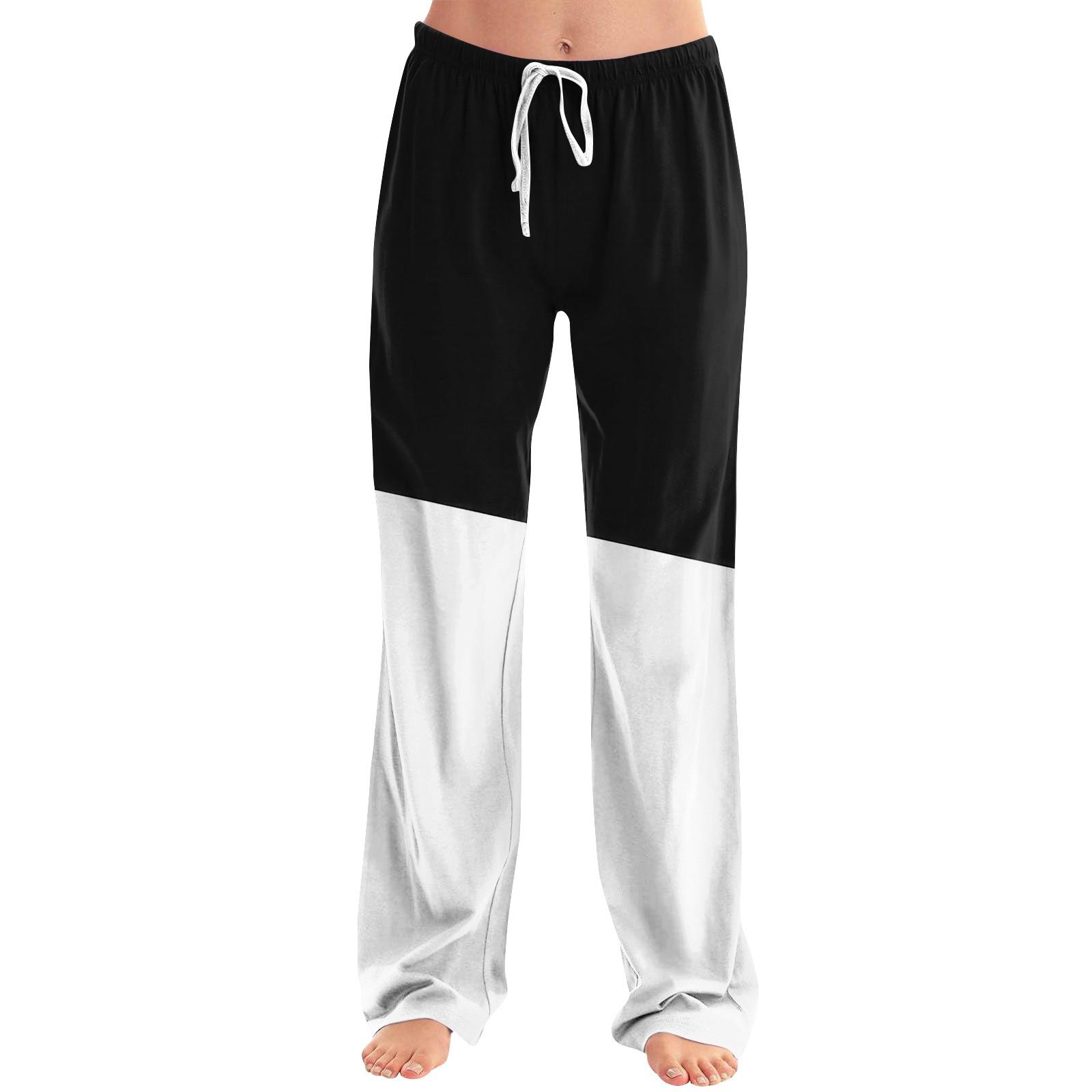 

Женские пижамные штаны, одежда для сна, повседневные брюки с эластичной резинкой на талии, удобные прямые свободные брюки для йоги XL белый