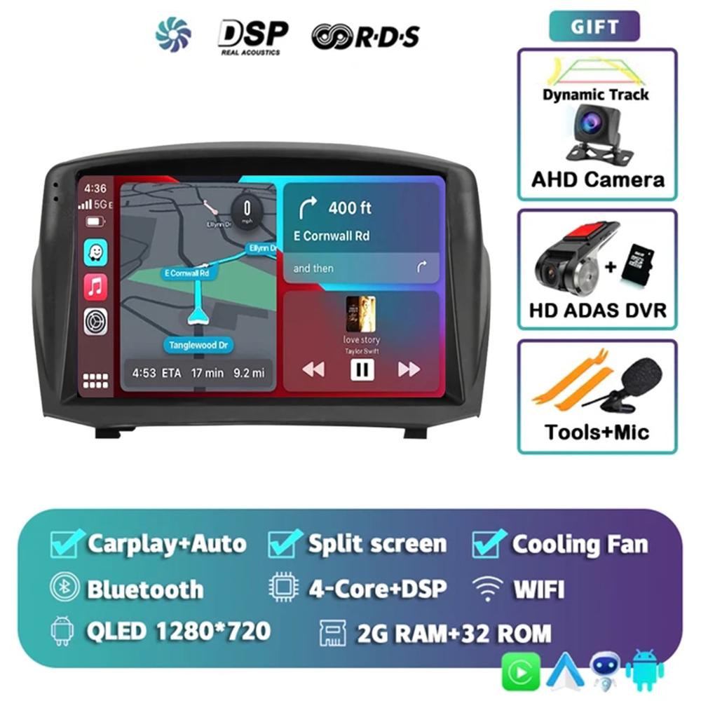 Android 14 Car For Ford Fiesta Mk 6 2009 - 2018 2 Din Navigation GPS Carplay Autoradio Stereo Multimedia Head Unit 5G LET WIFI