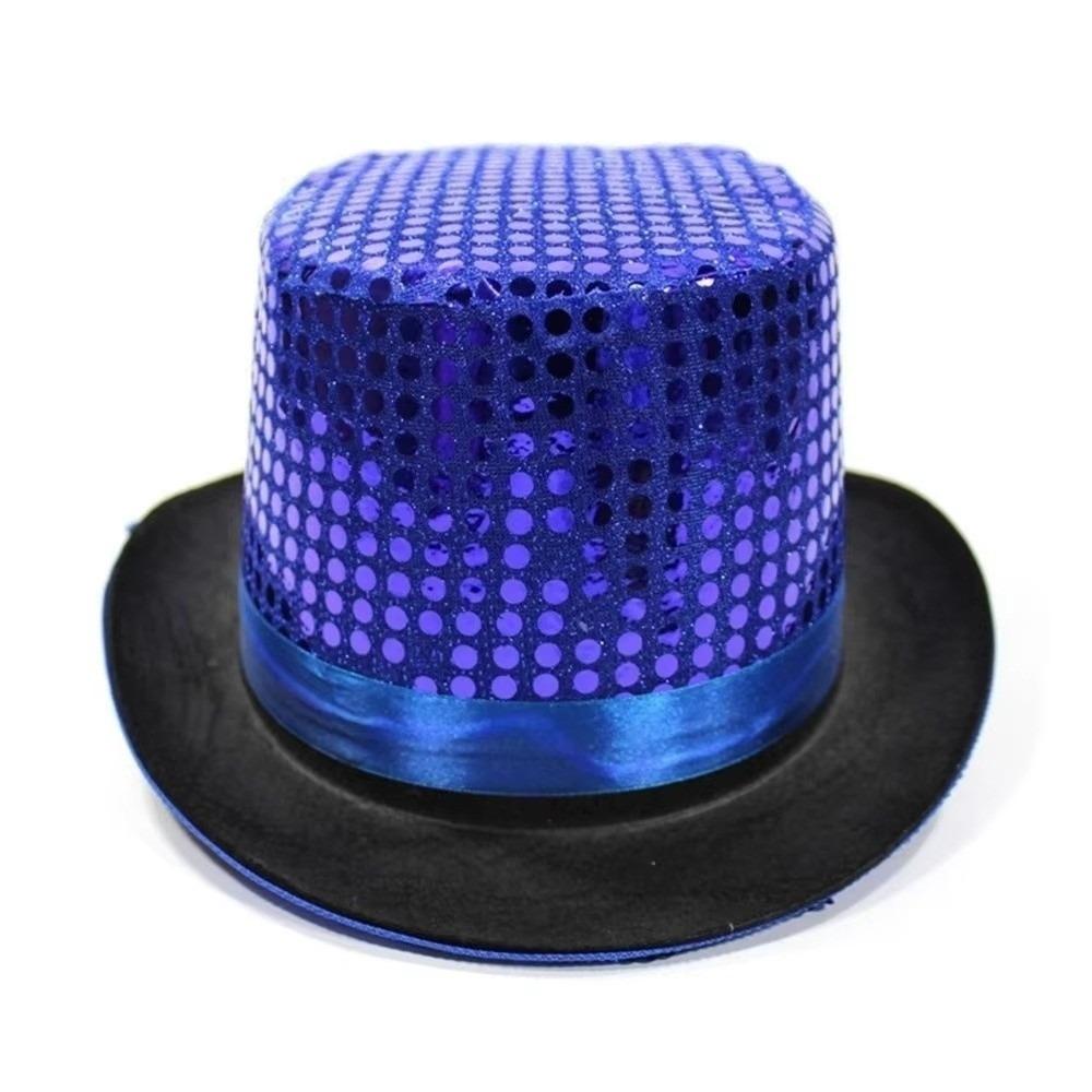 Sequined Glitter Top Hat British Style Multicolor Glittering Magician Hat Durable Lightweight Polyester Bowler Jazz Hat