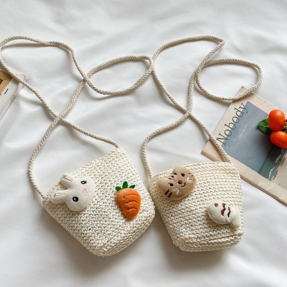 Small Lovely Fruit Cute Cartoon Children's Straw Bag Bohemian Wallet Woven Korean Style Handbag