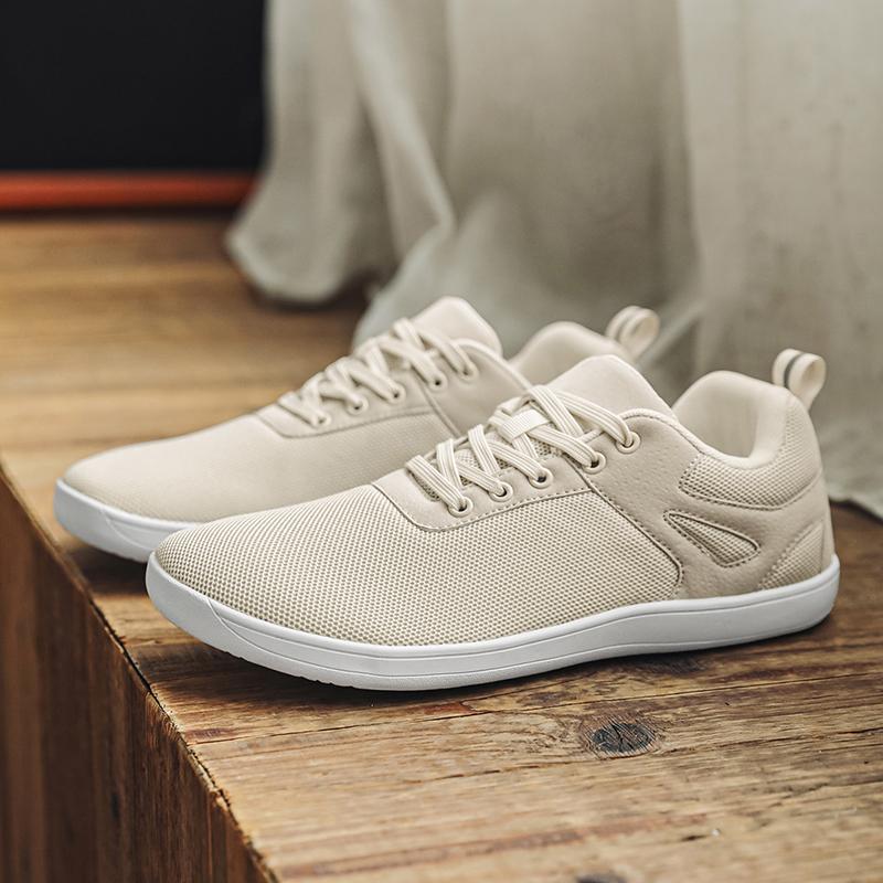 Herren Barfuß Freizeitschuhe Breite Sohle Jogging-Sneaker Fahrerschuhe Schwarz Gehen Schuhe Weiß Yoga Fitness Schuhe Übergröße EU: 47 beige