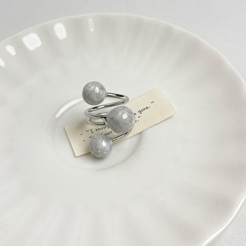 Imitation Opening Rings Chocolate Color Exaggerated Ring Elegant Pearl Rings  Women