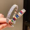 Unisex Silver Copper Zirconium Cuff Jewelry With Geometric Design For Daily Fashion