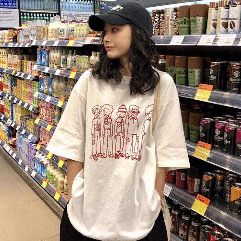 

Женская абрикосовая футболка с коротким рукавом свободного кроя в корейском стиле XXL белый