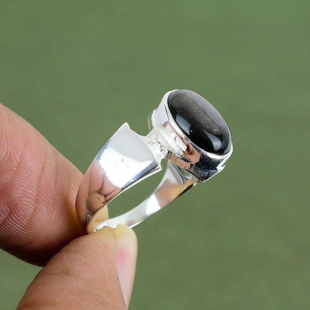 Silver Sheen Obsidian Ring 925 Sterling Silver Ring Real Gemstone Jewelry Latest Design Ring Handmade Amazing Jewelry Available In Ring Size