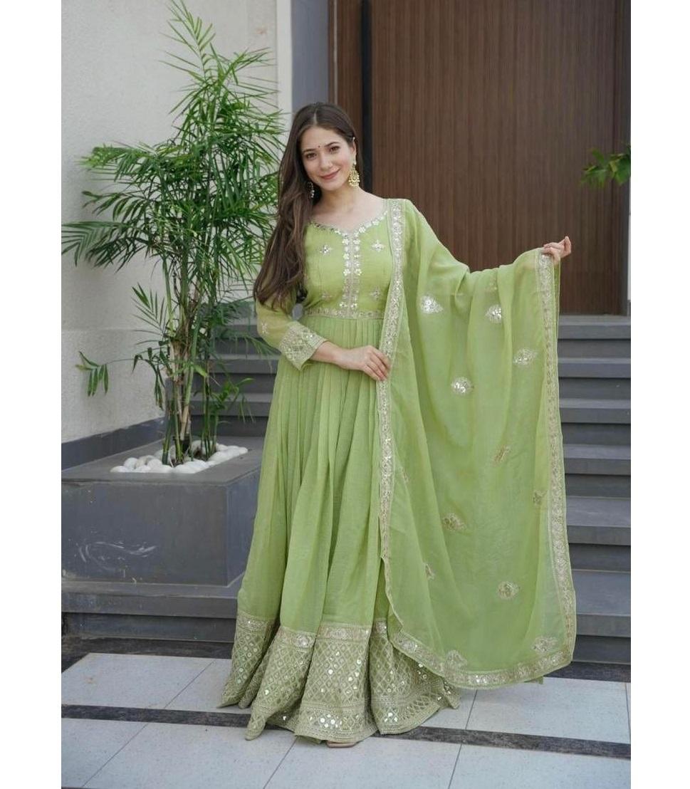 Women Bollywood Anarkali Gown Kurta Pant