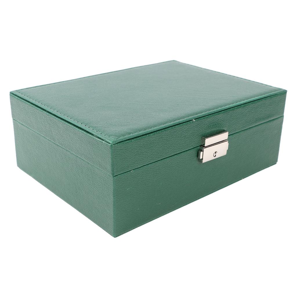 Double Layer Jewelry Storage Case with Lock Travel PU Leather Jewelry Organizer Holder for Ring Earrings Necklace